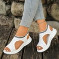 thumbnail image 6 of HomeDM Womens Walking Sandals Open Toe Ankle Strap Casual Sport Sandals for Summer Beach, White Size 5.5, 6 of 9