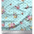 thumbnail image 1 of Soimoi Green Rayon Crepe Fabric Leaves,Small Circle & Floral Printed Fabric 1 Yard 46 Inch Wide, 1 of 1