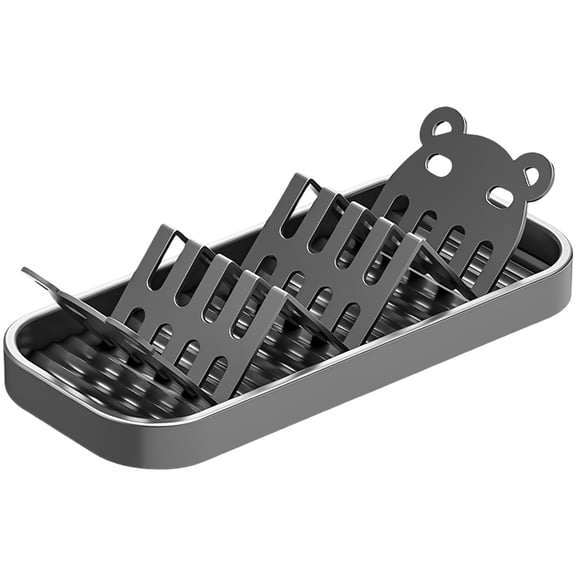 Stainless Steel Soap Holder, Rustproof Reversible Bathroom Soap Storage Organizer with Drip Tray for Kitchen Sink Shower Sponge Holder, Grey