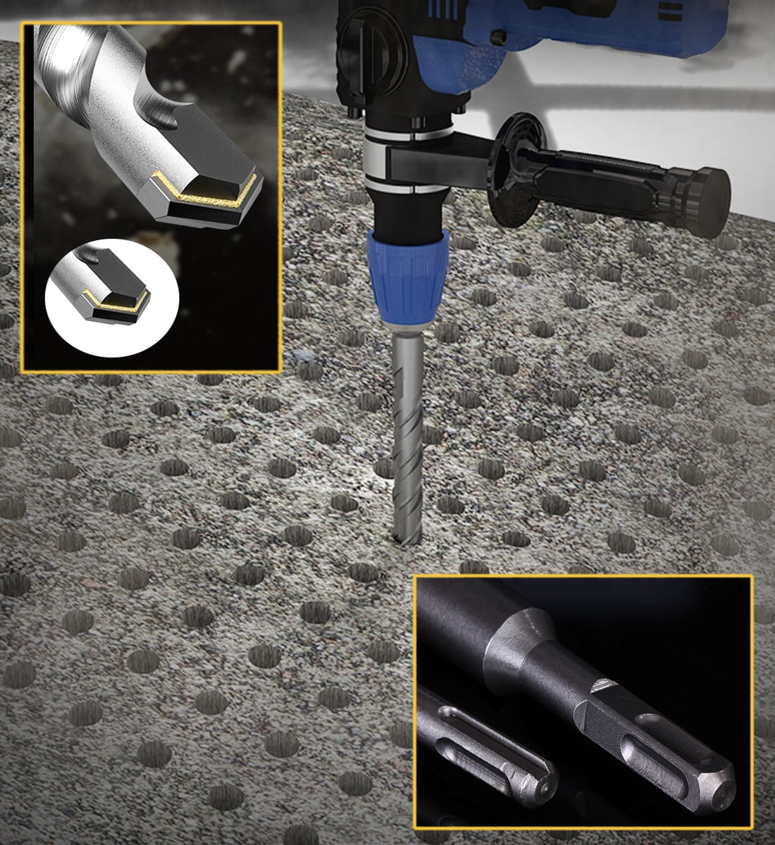 Max-Craft SDS-Plus Rotary Hammer Drill Bit Set Drill Concrete Stone 5Pcs 3/4" x 8"