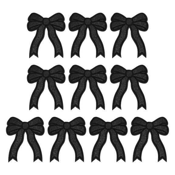 Uxcell Bow Iron on Patches Sequin Bow Embroidered Patches Cute Fabric DIY Decorative Applique Black