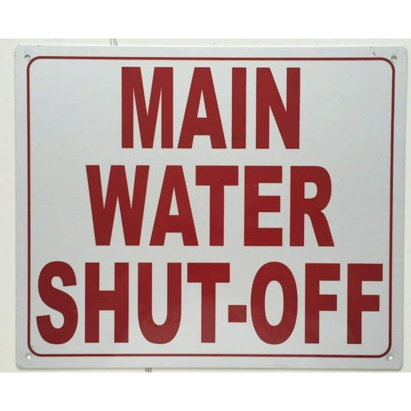 MAIN WATER SHUT OFF SIGN (Reflective,White, Aluminium 10X12 inch)
