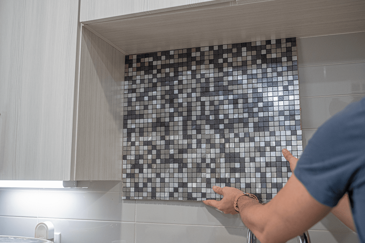 Grey peel and stick aluminum backsplash wall tiles self adhesive aluminum tiles (10-sheet)