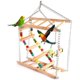 thumbnail image 1 of Puente colgante de madera para patio de juegos de pájaros, escalera colgante para mascotas, columpio para escalar, juguete de doble capa para pájaros, periquitos, hámsteres, cacatúas, loros, 1 of 7