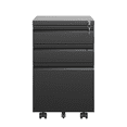 thumbnail image 2 of Hassch 3 Drawer File Cabinet with Lock and Wheels, Rolling Filing Cabinet for Home Office, Mobile Metal Cabinet for Letters/Legal/A4, Black, 2 of 7