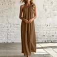 thumbnail image 6 of Tqcoqu Sleeveless Long Dress for Women,Boho Halter Maxi Sundress Casual Loose Dresses,Khaki Women's S-XXL, 6 of 7