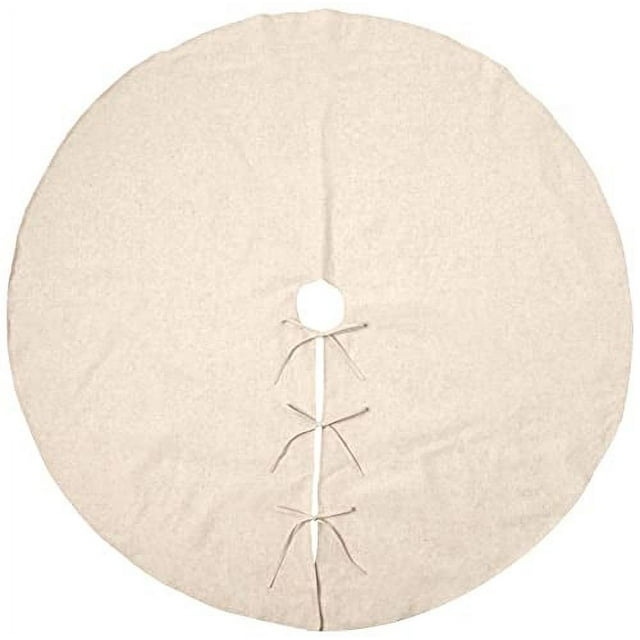 SARO LIFESTYLE XM731.N72R Toscana Collection Natural Linen Blend Christmas Tree Skirt, 72"