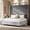 Ash White, variant on VanAcc Queen Size Bed Frame with 63" Tall Headboard, Upholstered Wingback Platform Design, Solid Wood Legs, Cream