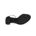 thumbnail image 6 of BLISSFUL STEP Women's Shoes Ankle Strap Block Heel Buckle Open Toe Sandals Black-PU 11, 6 of 9
