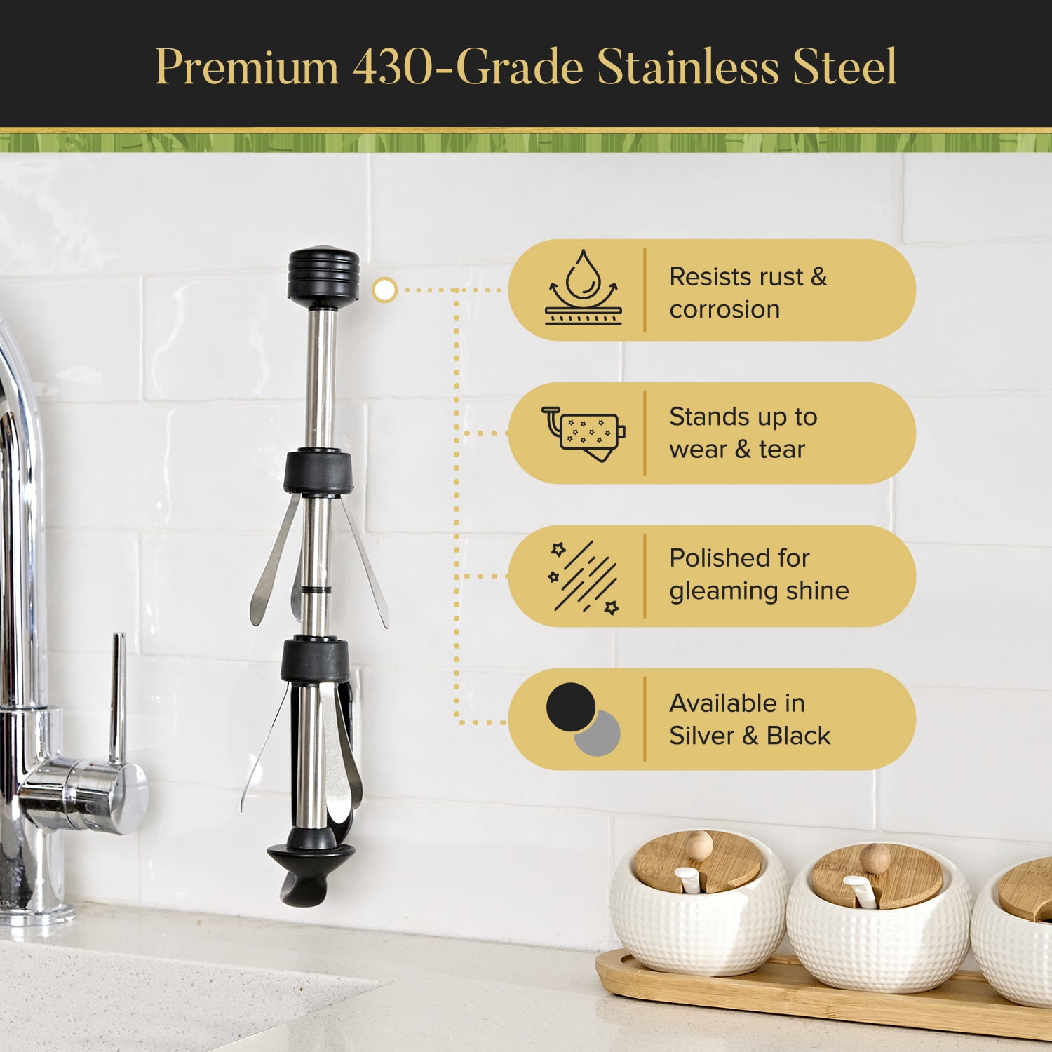 Stainless Steel Wall Mount Paper Towel Holder - One Handed Tear Wall Mounted & Under Counter Paper Towel Holder Dispenser - Easy to Install Horizontally or Vertically - Hardware Included – 11 Inches