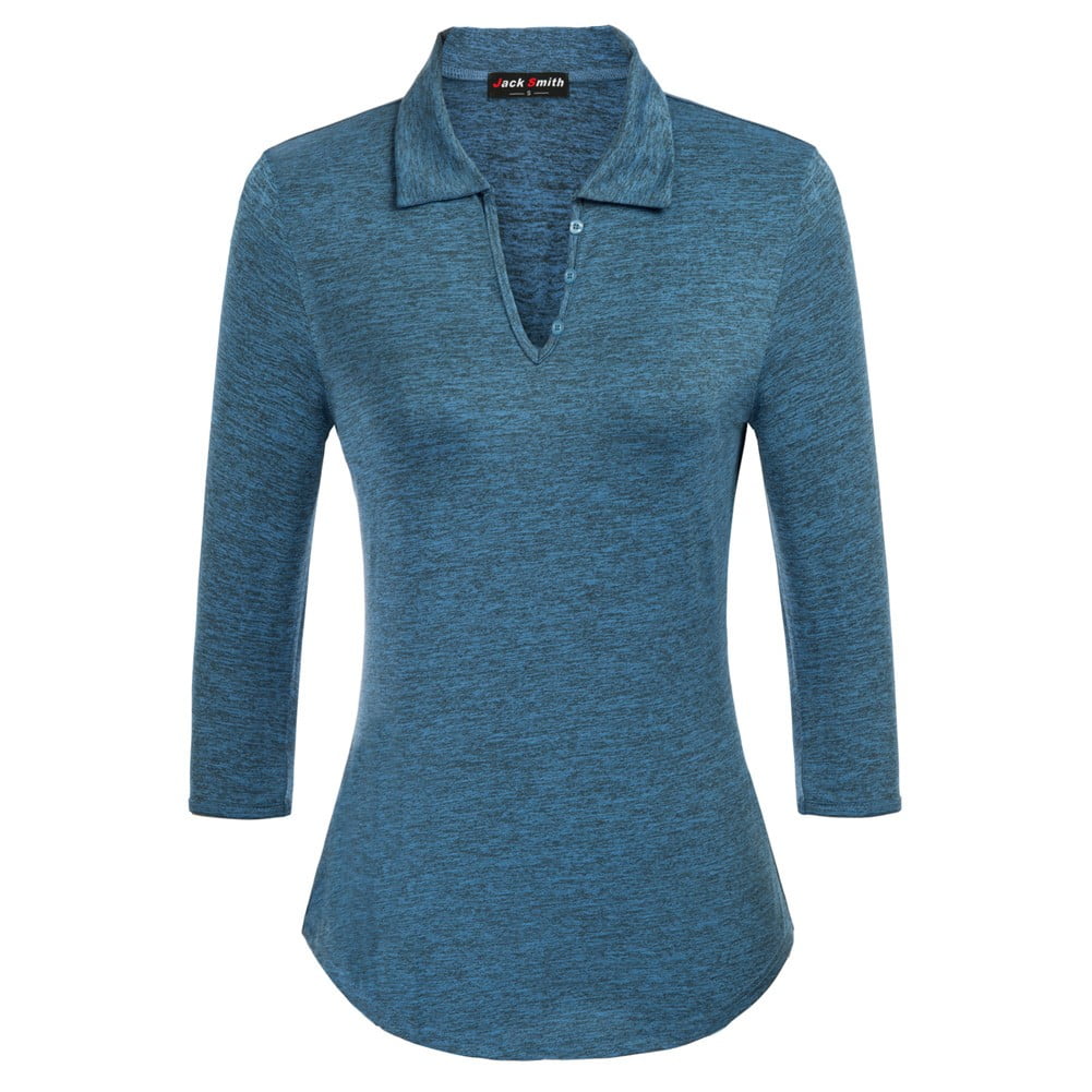 Jack Smith Women's Polo Shirt 3/4 Sleeve Sports Moisture-Wicking Workout  Tops 3-Button - Walmart.com