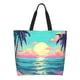 thumbnail image 1 of Disketp Retro Palm Beach Sunset Bolsa Tote Estampada para Mujer, Bolso de Hombro y de Mano para Compras y Viajes, 1 of 8