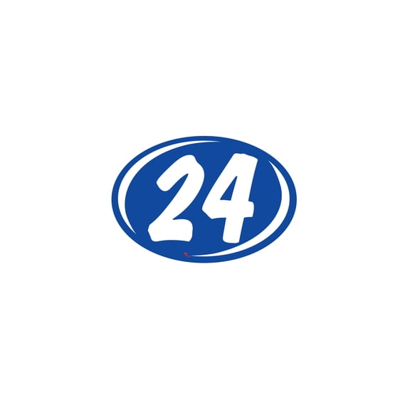 SSWBasics Oval 2-Digit Year Stickers - White/Blue - "24" - Pack of 12