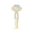 thumbnail image 3 of ANGARA Natural 1.12 ct Aquamarine Crossover Shank Cocktail Ring with Halo in 14K Yellow Gold for Women (Size-7mm) | March Birthstone, Anniversary, Jewelry Gift for Women | Natural Aquamarine Ring, 3 of 10