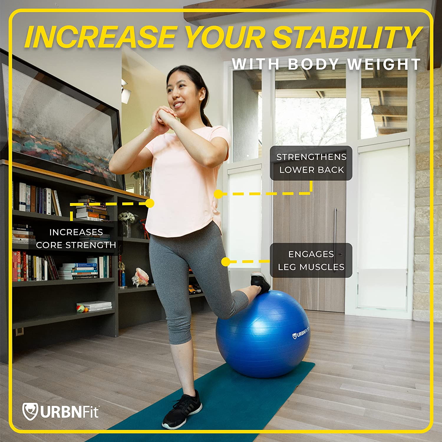 Pregnancy Exercises or Gym Workout Routine Use for Sitting Swiss Stability and Office Balance Balls URBNFit Exercise Ball Chair for Yoga 