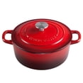 thumbnail image 1 of Horno holandés de hierro fundido esmaltado EDGING CASTING, 5.5 cuartos, redondo, con doble asa para hornear pan, con tapa, color rojo, 1 of 5