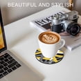 thumbnail image 6 of Yellow Black Geometric Coasters Set of 2, Absorbent Coasters for Drinks, Modern Art Abstract Grey Line Coaster for Desk Coffee Table Protection, Home Decor House Warming Gifts 4", 6 of 8