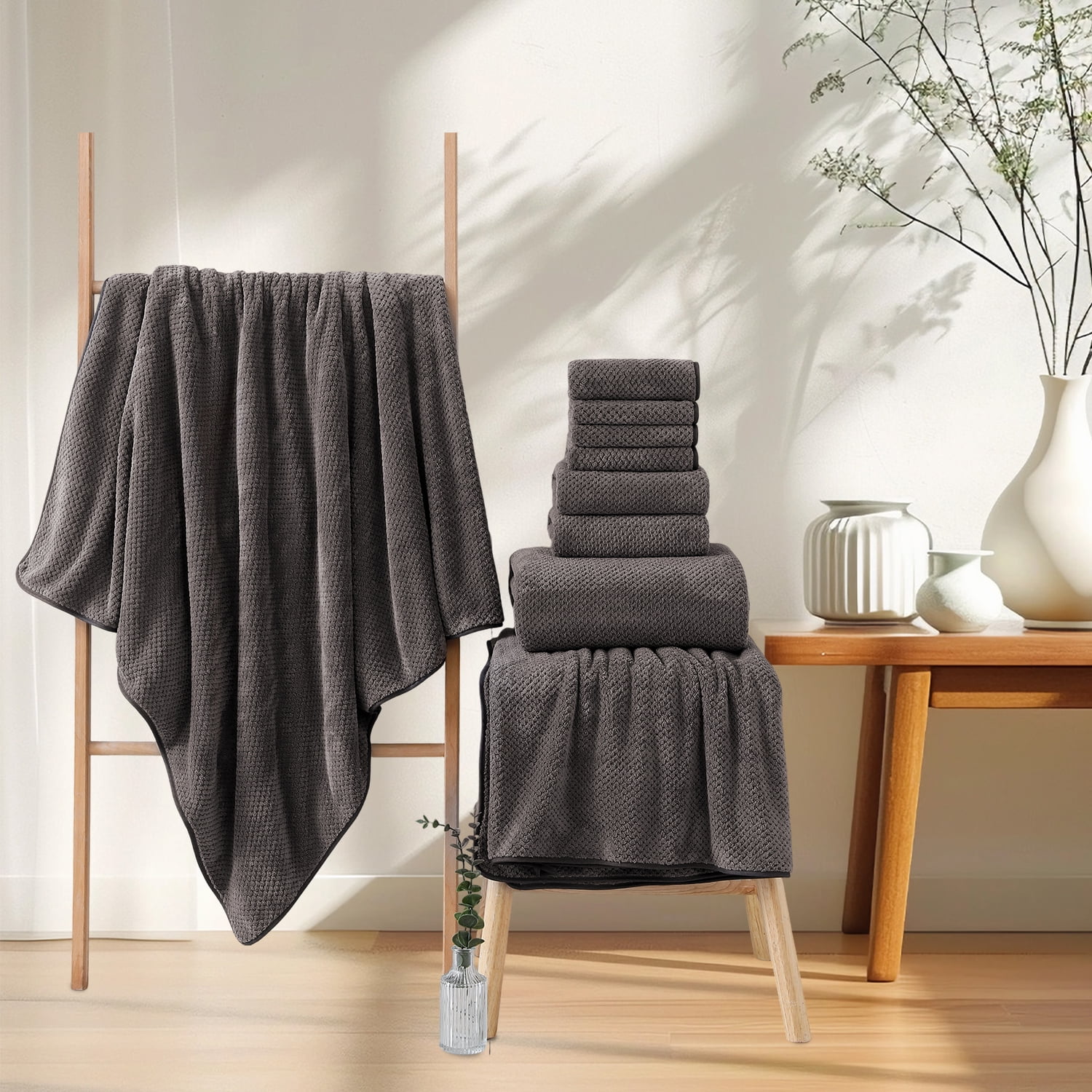 Green Essen 4 Pack Bath Towels Extra Large 35"x 70"Highly Absorbent Quick Dry Large Bath Towels Oversized Microfiber Bath Sheets Soft Bulk Towels for Bathroom Kitchen Spa Hotel Gym Pet(Brown)