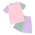 thumbnail image 4 of Toddler Outfits For Girls Toddler Girl Clothes Color Block Top Shorts Cute Toddler Girls Summer Outfits 2Pcs Clothing Set, 4 of 4