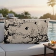 thumbnail image 5 of Vintage Spring Flowers Pillow Covers 2 Pack Black Bird Peaches Flower Water Ink Painting Pillowcase Waterproof Outdoor Throw Pillow Cover for Patio Balcony Rectangular Cushion 20”x12”, 5 of 9
