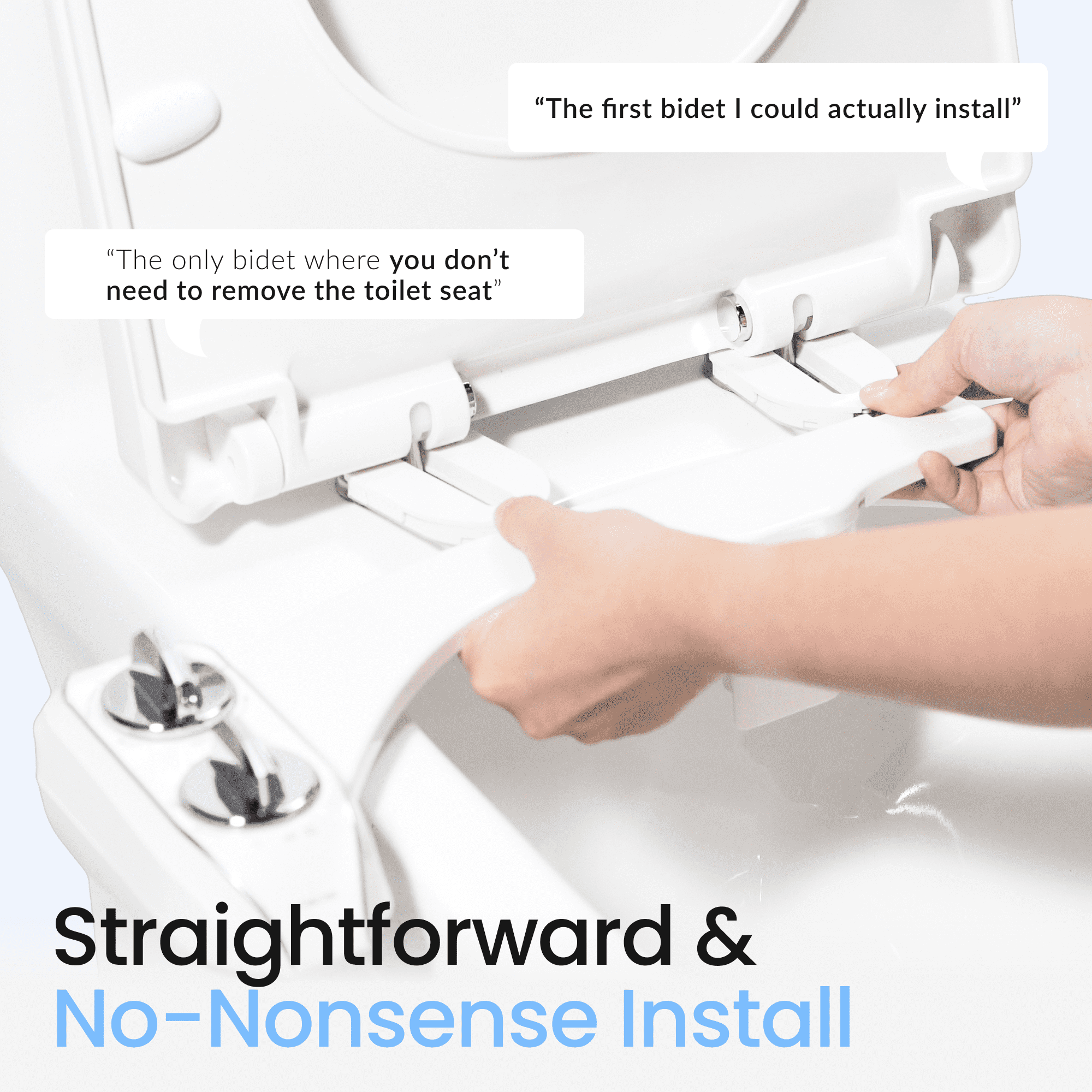 LUXE Bidet NEO 320 Plus – Warm Water Bidet Attachment, EZ-Lift Hinges, 360° Self-Clean (Chrome)
