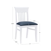 Linon Walcott Set of 2 Slat Back Dining Chairs Faux Leather Seats in White Wood