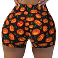 thumbnail image 2 of Logiee Pumpkin Fallen Leaves Print Women's Biker Shorts,Workout Gym Shorts,Scrunch Shorts,Tummy Control Hidden Scrunch Running Yoga Shorts-X-Large, 2 of 8