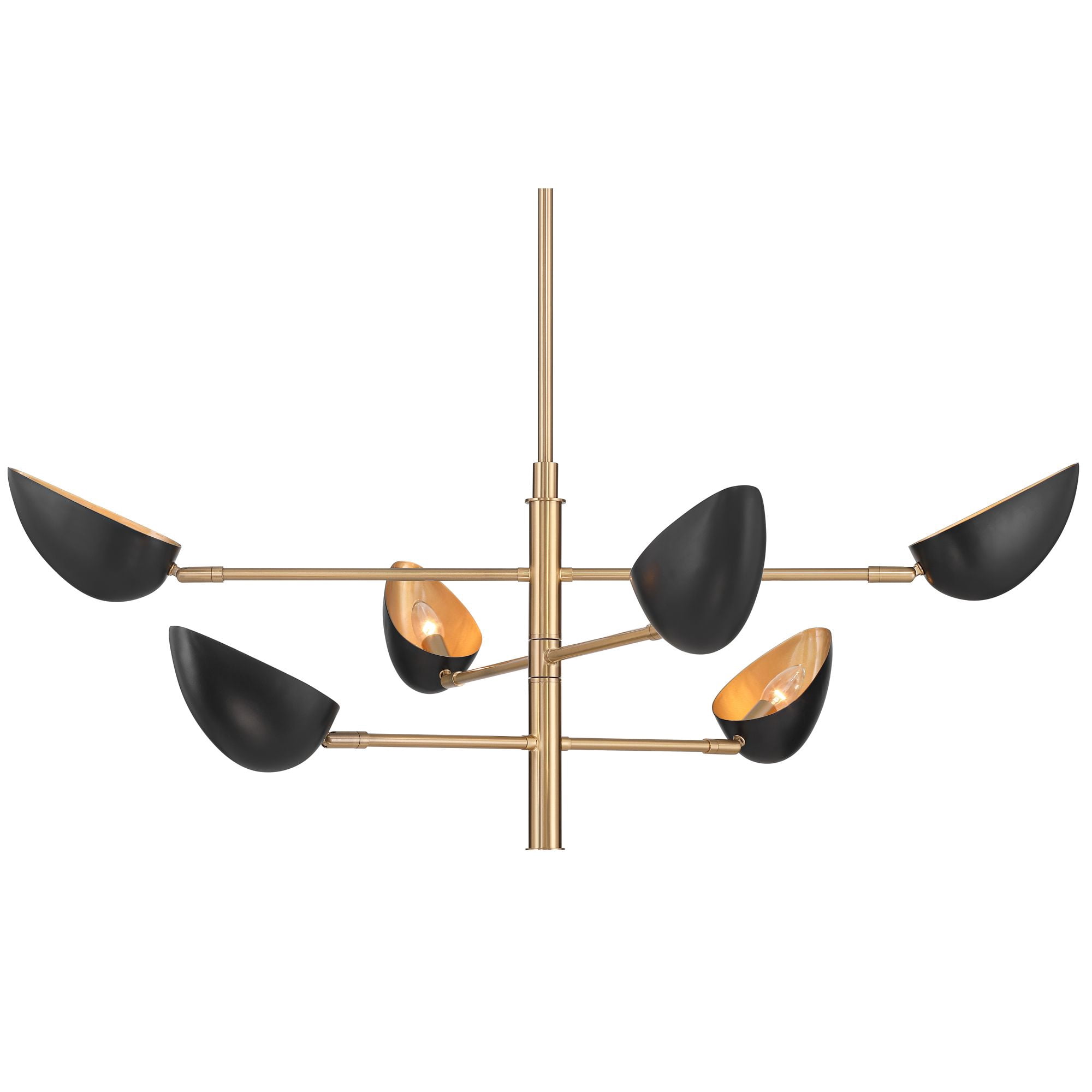 Possini Euro Design Atherton 42 1/2" Mid Century Modern Pendant Chandelier Ceiling Light Fixture Dining Room Sputnik 6-Light Black Warm Gold