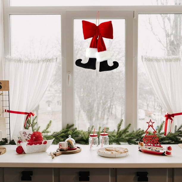 Long Velvet Christmas Tree Pendant Window Hanging Ornaments, Christmas Tree Decoration Pendant, Elegant Velvet Fabric, Festive Holiday Decor, for Living Room, Metal Frame, for Bedroom
