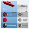 thumbnail image 3 of Crestlive Products 11x11FT Large Patio Cantilever Umbrella, Square Offset Outdoor Umbrella with Aluminum Frame for Pool Backyard Deck Garden, Red, 3 of 7