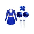 thumbnail image 4 of Aislor Kids Girls Cheerleading Uniform Long Sleeve Outfits Performance Dancewear Blue A 14, 4 of 7