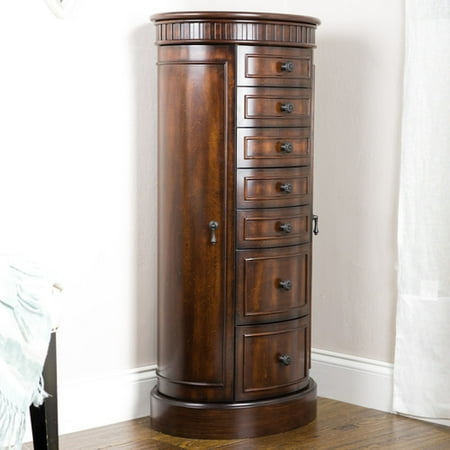 Hudson Armoire - Hives & Honey Bailey Round Standing Jewelry Armoire - Walnut