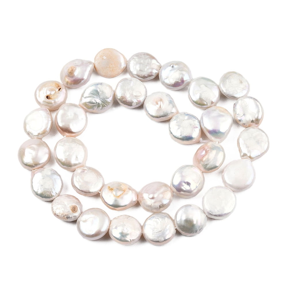 Natural Keshi Pearl Beads Strands Cultured Freshwater Pearl Flat Round Gainsboro 11~12.5x4~7mm Hole: 0.8mm about 30~33pcs/strand 15.28 inch~15.67 inch(38.8cm~39.8cm)