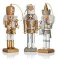 thumbnail image 5 of Ornativity Gold, Silver Christmas Mini Wooden King, Soldier Nutcrackers Xmas Tree Ornaments 5Pcs., 5 of 9