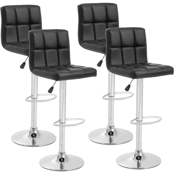 Adjustable PU Leather Swivel Bar Stools Set of 2 with Backrest and Footrest, Modern Counter Height Stools for Kitchen, Bar and Dining Room