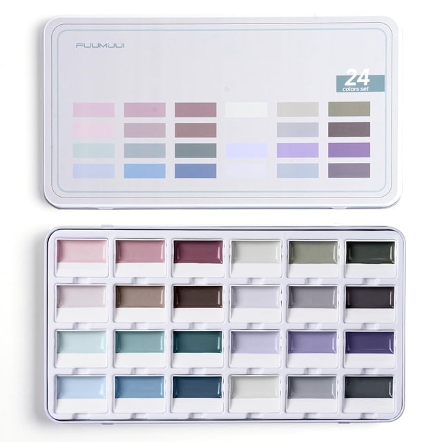 Set de acuarelas Fuumuui de 24 colores opacos semihúmedos