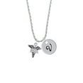 thumbnail image 2 of Delight Jewelry Silvertone Caduceus - RMA Silvertone Script Initial Disc - V - Charm Necklace, 20"+3", 2 of 4