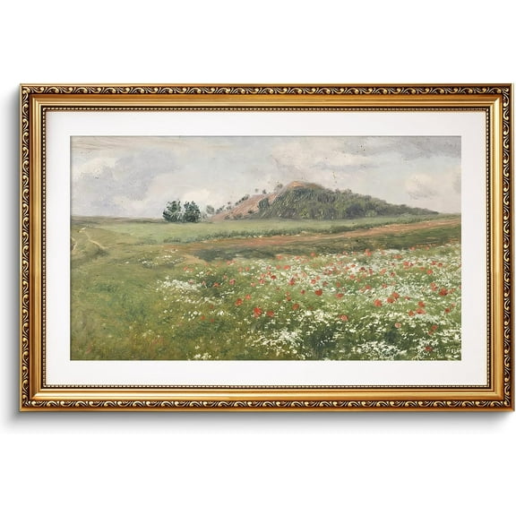 Vintage Wall Art Fields with Wild Poppies Retro Paintings, Canvas Prints Artwork with Antique Unframed, Victorian Wall Picture Decor for Living Room Bedroom
