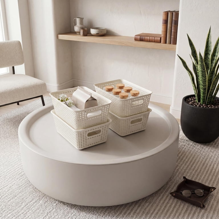 AMBLER Plastic Storage Bins with Lids, Cream White (Set of 6) photo 7