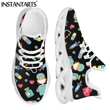

Women Nurse Doctor Medical EMT EMS Pattern Comfort Mesh Sneakers Unsex Platform Shoes Flats Shoes Zapatillas
