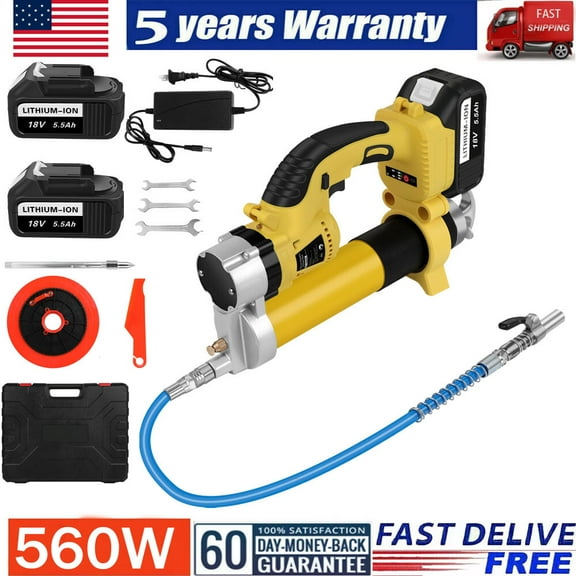 Electric Grease Gun Rechargeable Cordless Powered Grease Machine 2x5.5Ah Battery