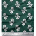 thumbnail image 1 of Soimoi Polyester Crepe Fabric Leaves & Floral Block Print Fabric by The Yard 42 Inch Wide, 1 of 3