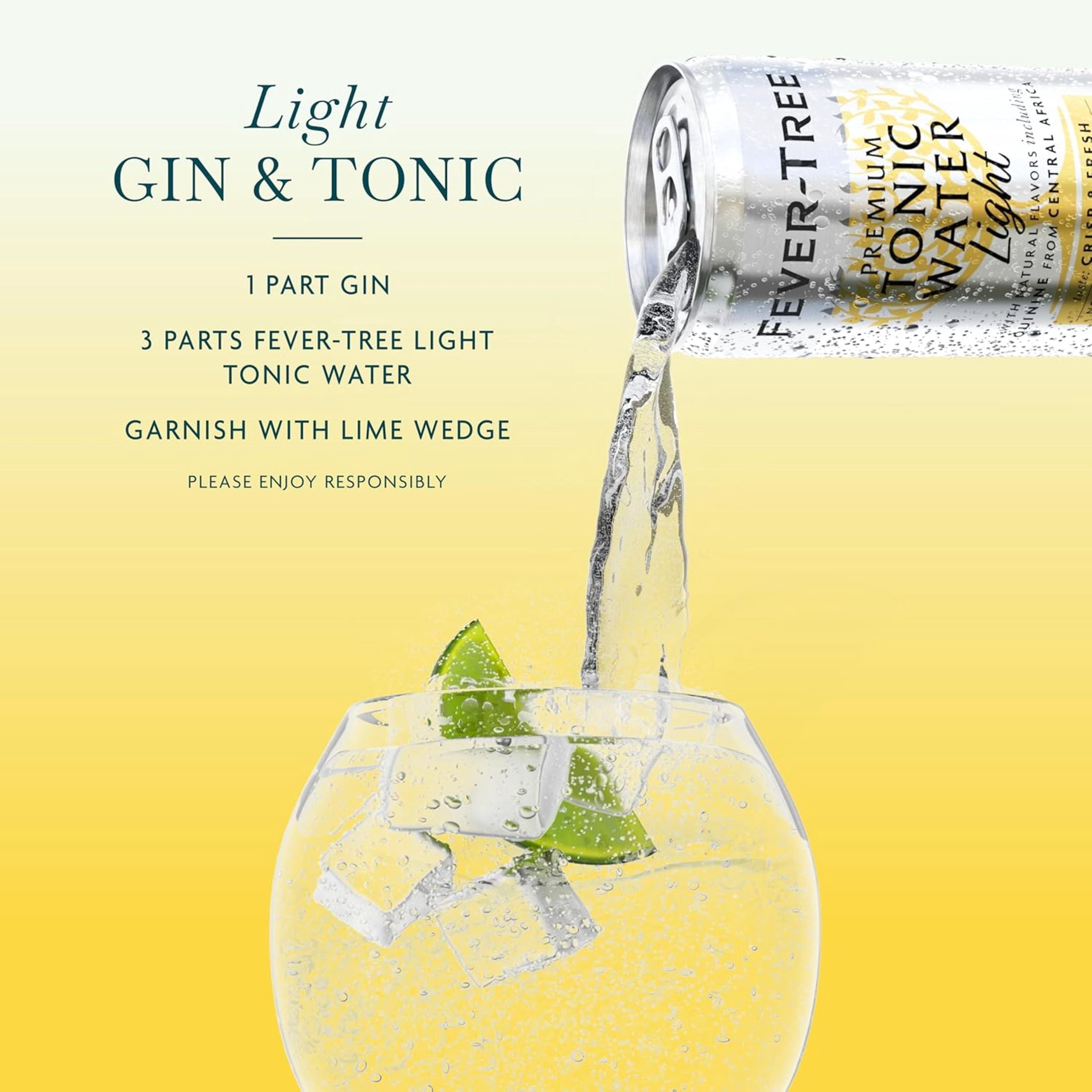 Fever-Tree Light Premium Tonic, 8 Pack, 150 ML Aluminum Cans, 0% ABV