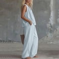thumbnail image 5 of Women's 2 Piece Outfits Lounge Sets Women's Summer Solid Color V-Neck Shirt Top With Pocket Casual Shorts Set Light Blue Xl, 5 of 6