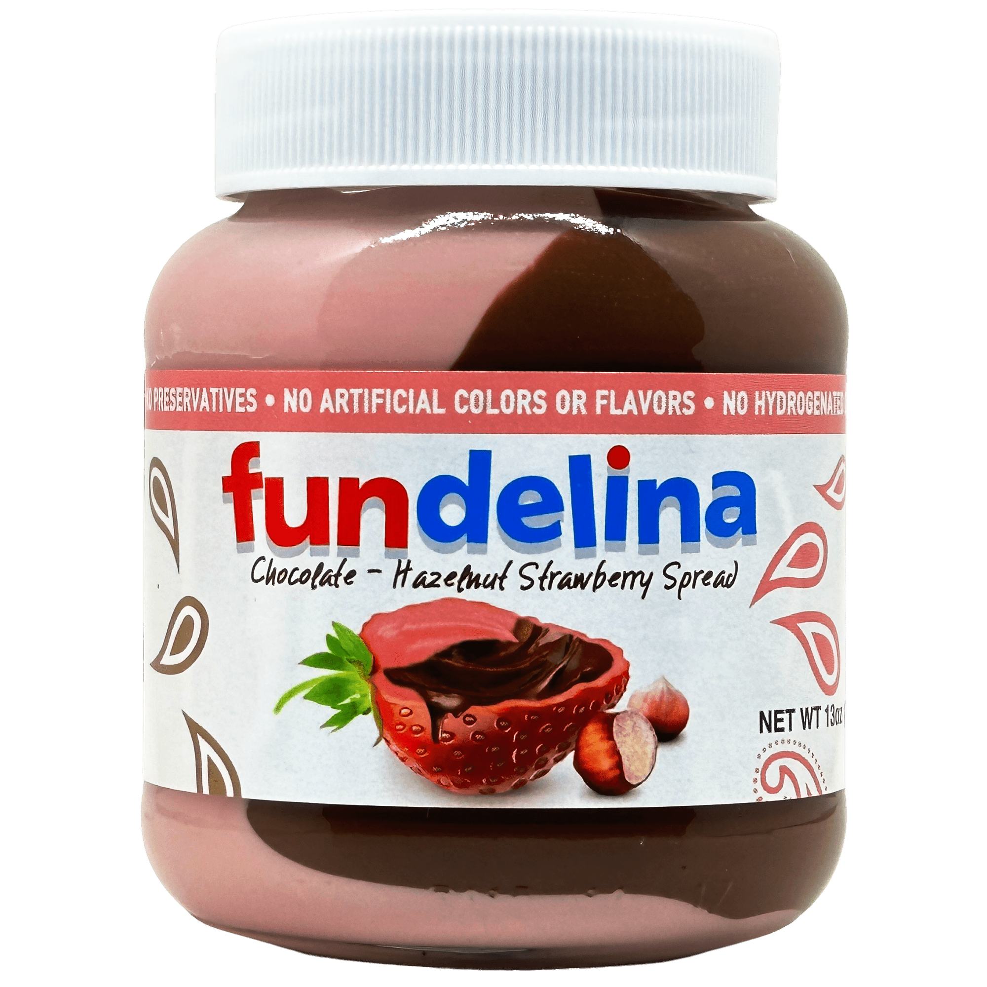 Fundelina Hazelnut Spread Chocolate, Strawberry, Vanilla Flavors, Spreader Included, 3-Count