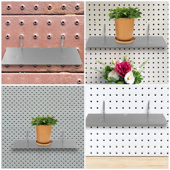 Pretyzoom Heavy Duty Iron Pegboard Shelf for Garage Workshop Wall Mounted Tool Organizer Storage Rack