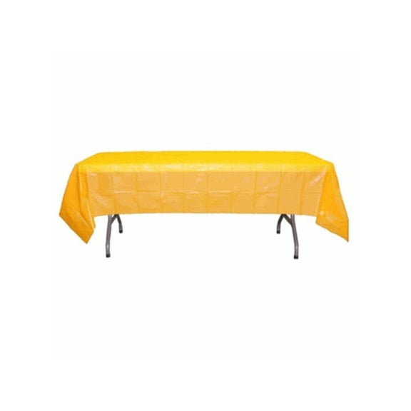 *12 Count* Yellow Rectangular Plastic Tablecloths 54" x 108"