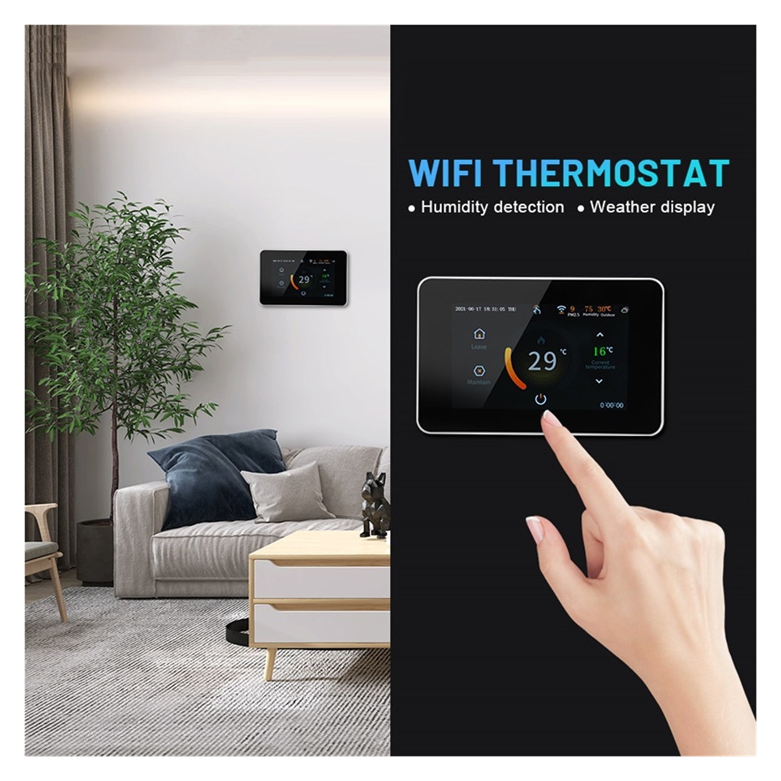 Tuya Smart Thermostat Electric Floor Heating Water Heating Temperature Controller CO2 And Humidity Sensor