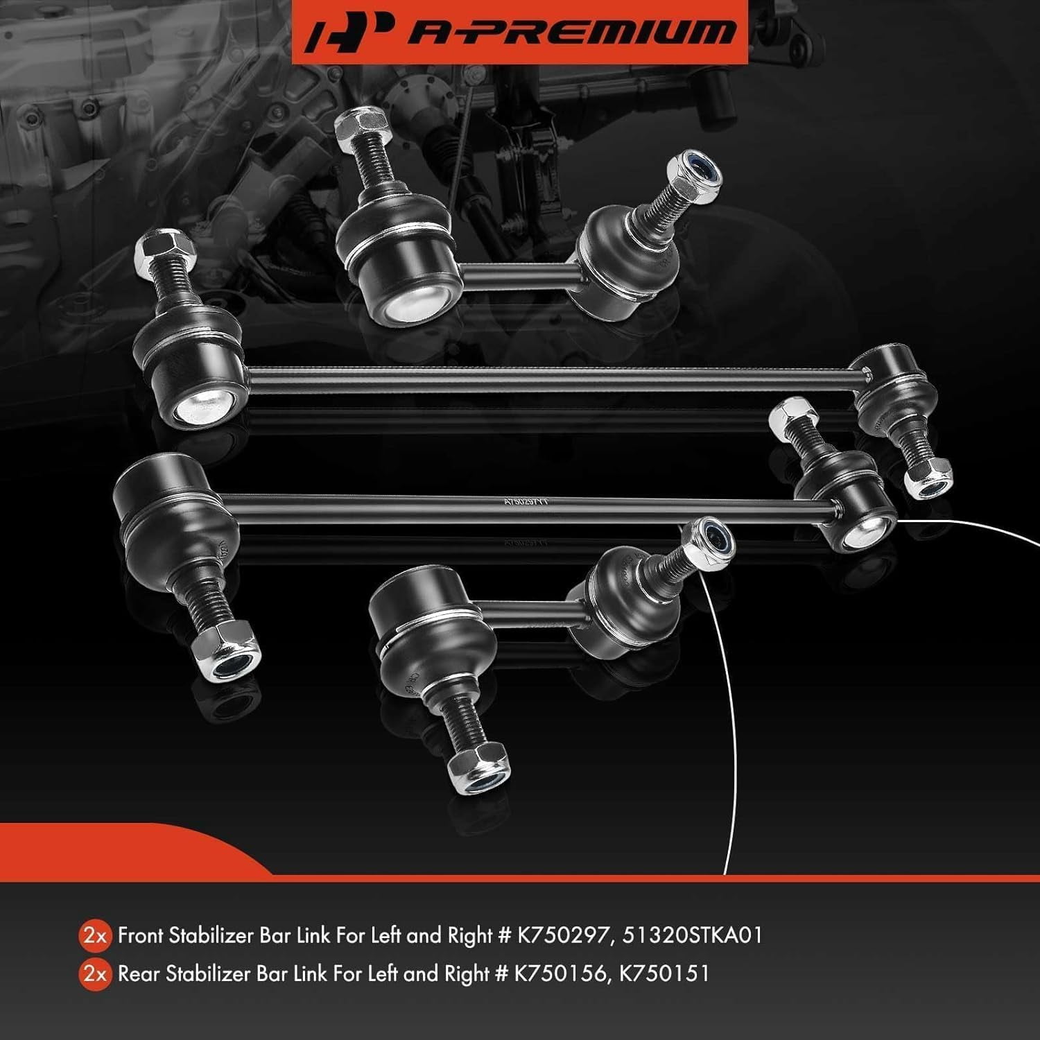 A-Premium Set of 4 Front & Rear Sway Bar Links Kit Stabilizer Bar Links Compatible with Honda CR-V 2007-2016