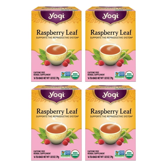 Yogi Tea Raspberry Leaf, Organic Herbal Tea Bags, 4 Boxes of 16